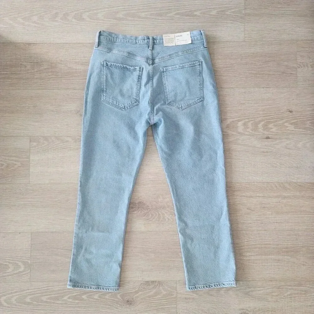 Agolde NWT Riley High Rise Straight Crop Button Fly Shiver Wash Denim Jeans 31